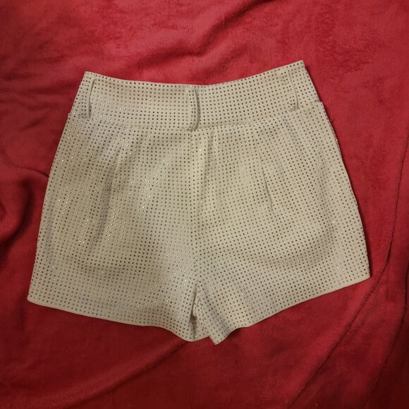 Medium size  White Rhinestone Stretch Short Shorts with Pockets - Picture 2 of 2
